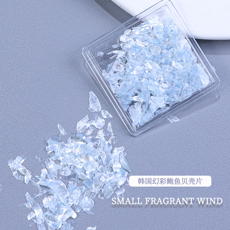 Decoraciones para uñas, piezas de concha de abulón iridiscente, decoraciones en caja, venta al por mayor, fragmentos de concha ultrafinos irregulares, decoración para uñas DIY