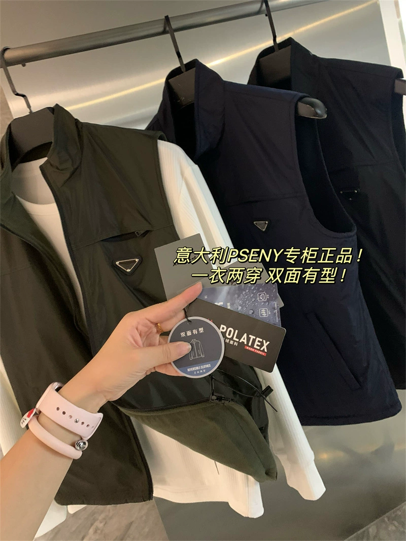 Итальянский легкий и экстравагантный! Двусторонний! Пары осенью и зимой плюс бархат теплый легкий бизнес дикий жилет с несколькими карманами