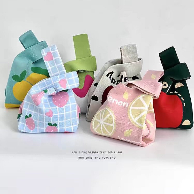 Knitted Bag Gift Tote Rabbit Handbag Ins Large Capacity Gift Bag Small Wristlet Bag