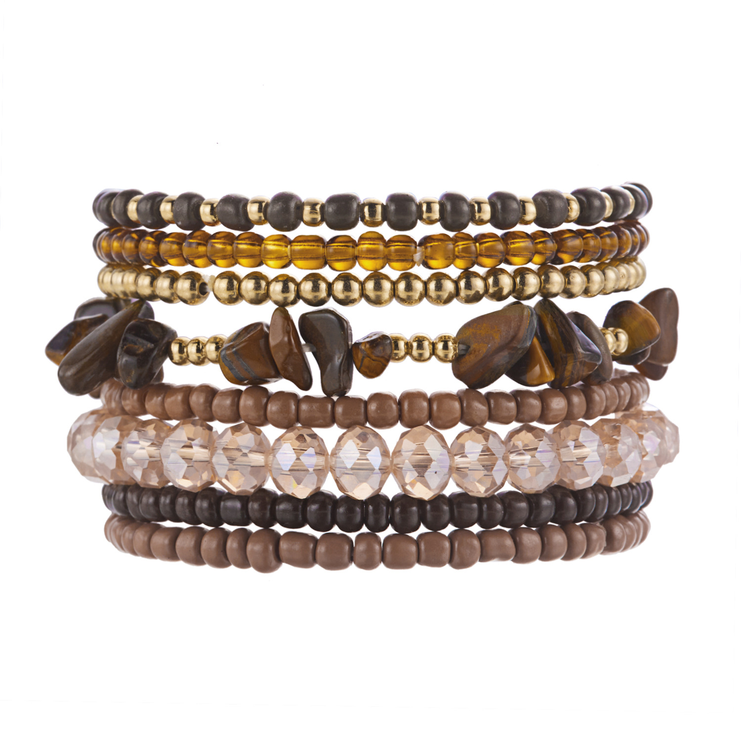 Europa y América de moda bohemia creativa playa multicapa para usar cuentas de vidrio hechas a mano al por mayor pulseras