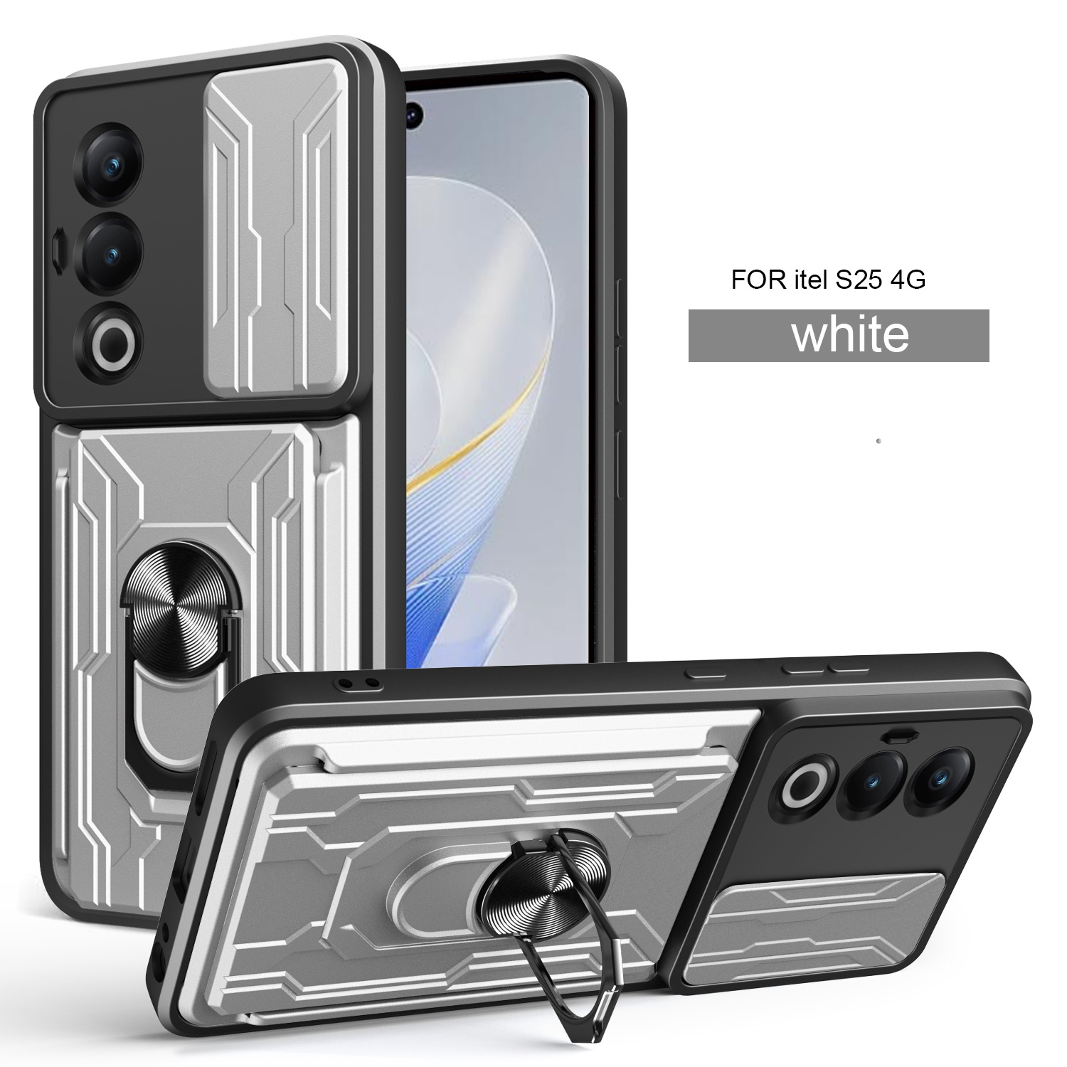 Adecuado para el paquete de tarjetas itel S25 Lijia, carcasa del teléfono móvil, modelo de transmisión de sonido, TPU PC, armadura, tarjeta anti-caída, empuje de lente image 9