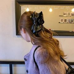 慵懒气质皮质蝴蝶结发夹女高级感大号抓夹鲨鱼夹后脑勺盘发夹头饰