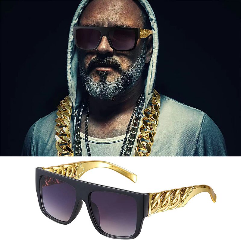 Fashion Sunglasses Hip Hop Exaggerated Gold Plated Twist Legs Punk Sunglasses Big Gold Chain Tuhao Glasses Wholesale Fashion Sunglasses Hip Hop Exaggerated Gold Plated Twist Legs Punk Sunglasses Big Gold Chain Tuhao Glasses Wholesale