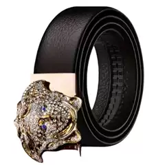 Belt Men's Genuine Leather High-end Rhinestone Decorative Automatic Buckle Belt Inner Buckle Tail-proof Trendy Men's TikTok Same-style Belt