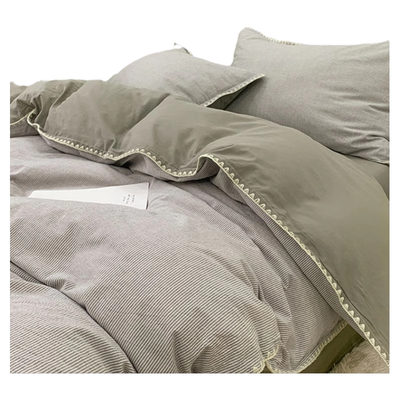 Verano simple algodón de cuatro piezas de algodón 2025 nuevo estilo sábana funda edredón dormitorio de estudiantes ropa de cama de tres piezas