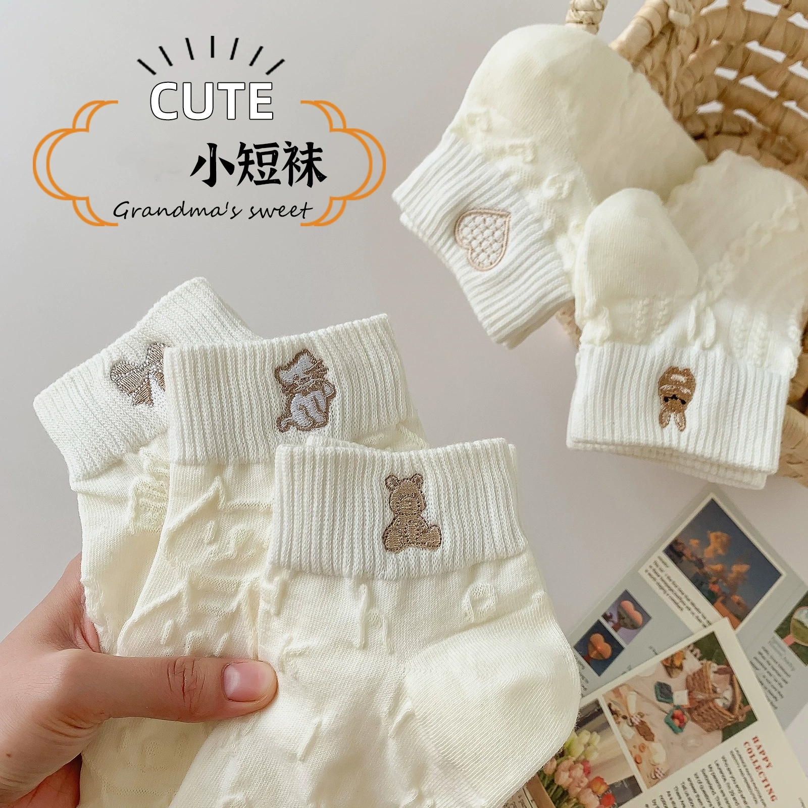 Японские белые осенние тонкие милые knee socks, интернет-блогеры
