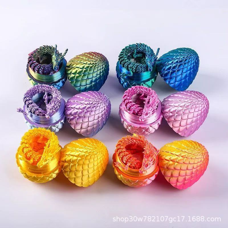 [Factory Direct Sales] 3D Printed Chinese Dragon with Fully Movable Joints, Dragon Egg Set, Desktop Decoration Ornament.