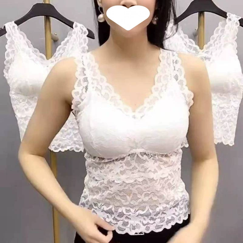 Lace summer bra, fitted long tank top, underwear for students, tube top, plus size, beautiful back, Korean style