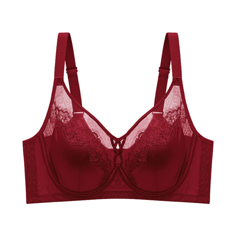 6631 encaje de pestañas de satén de alta gama sexy pecho grande CD taza ropa interior mujer ultrafino cómodo sujetador ajustable verano