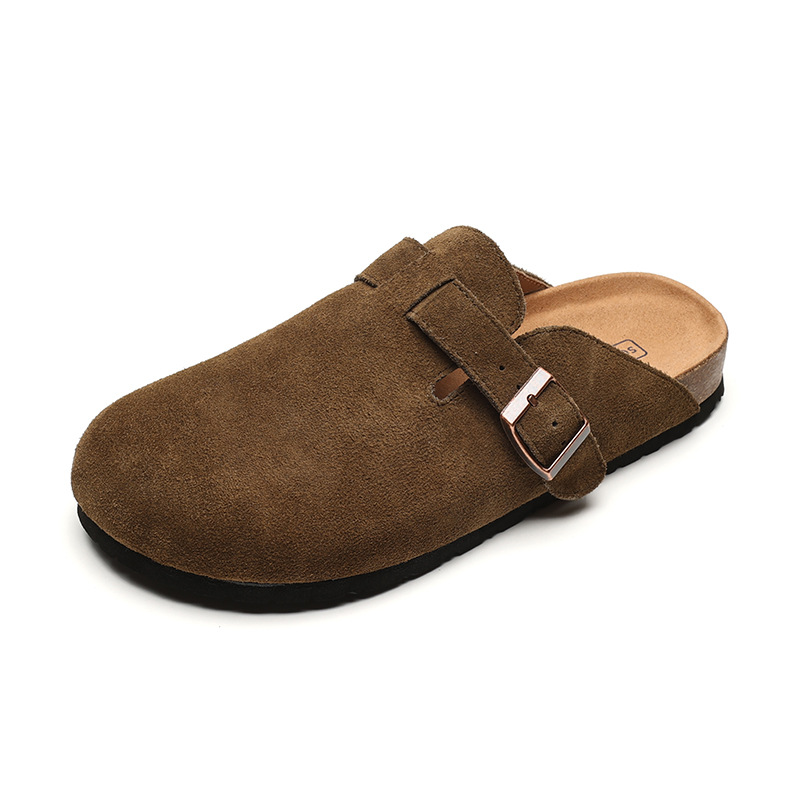 Versión de cuero de vaca ~ Bocken zapatos para mujeres 2025 nuevo aumento de altura un pedale de suela gruesa para usar zapatos de primavera y otoño medio calentamiento zapatillas