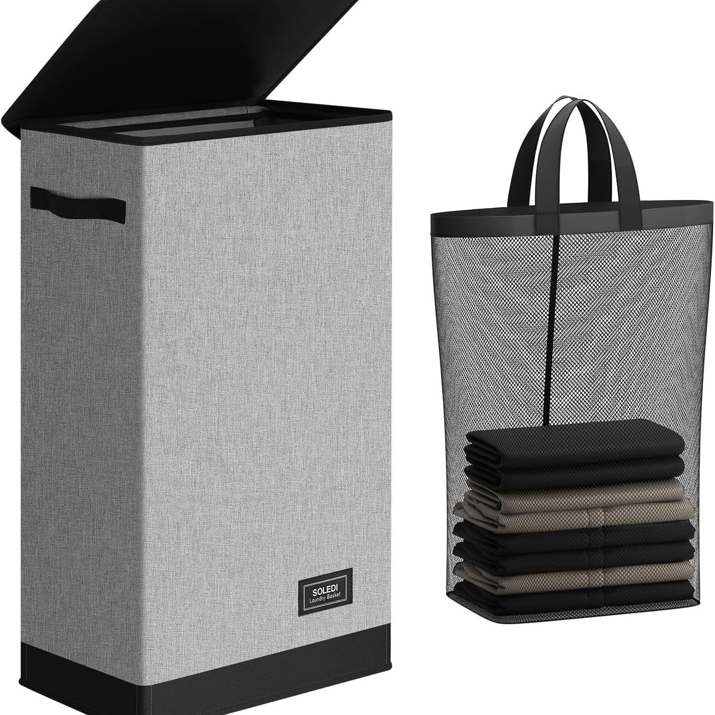 Laundry Basket with Lid 100L Large Extended Foldableable Dirty Clothes Storage Basket Clothes Basket Removable and Easy to Carry Amazon