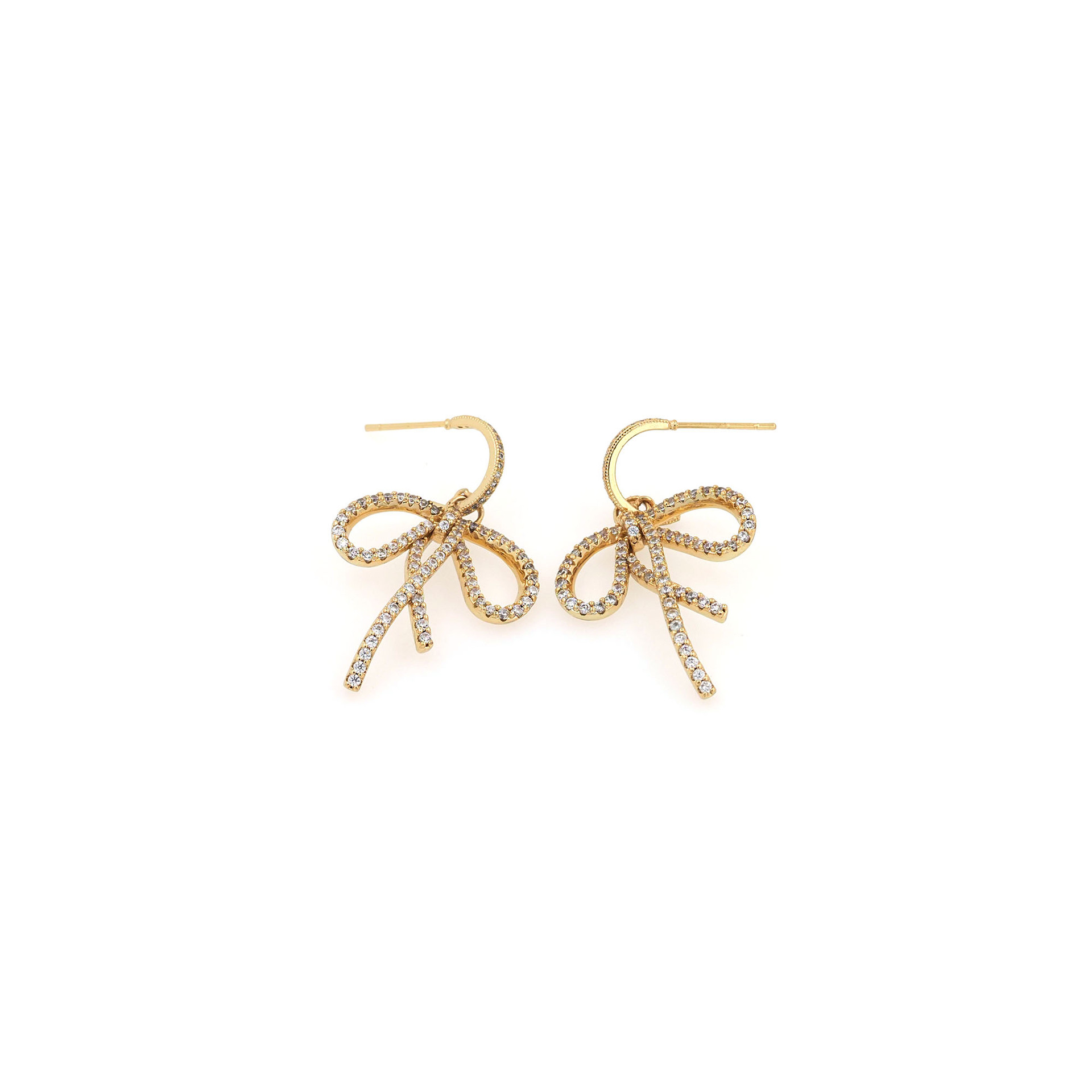 1 Pair Cute Sweet Bow Knot Copper 18K Gold Plated Ear Studs display picture 5