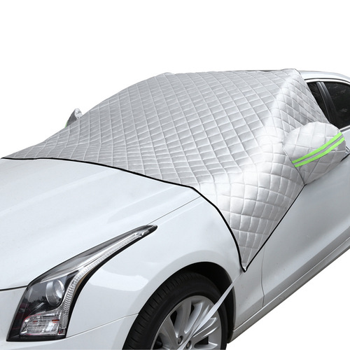 Winter Car Snow Guard with Cotton Half Cover Car Cover Front Windshield Frost Snow Thick Cover with Straps Snow Shield Cross-border
