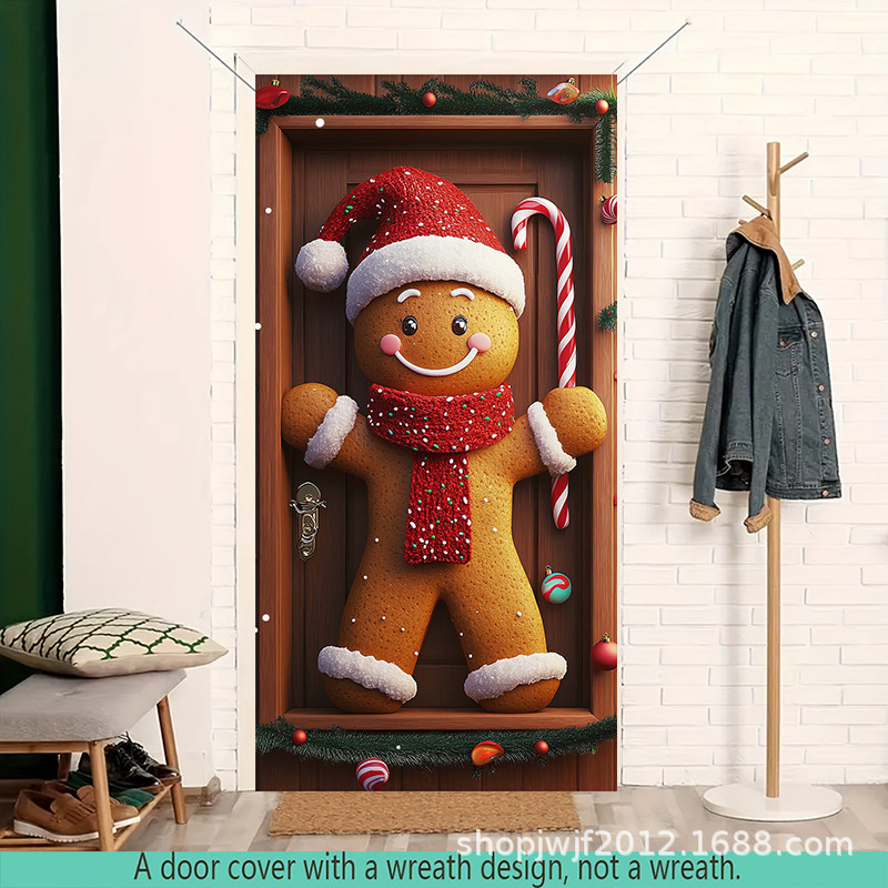 TEM Amazon transfronterizo nueva decoración de la cubierta de la puerta de Navidad rojo Santa Claus regalo cubierta de la puerta ambiente festivo fiesta