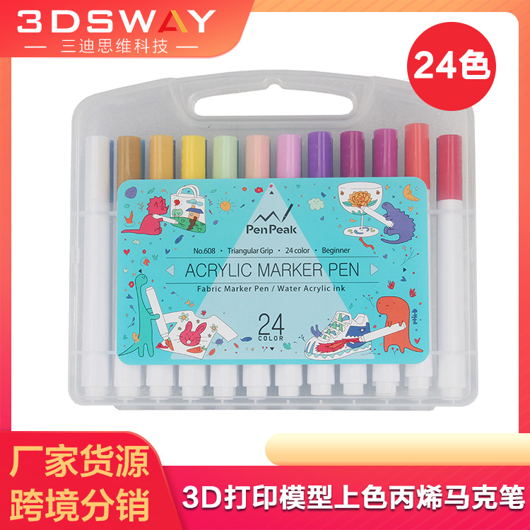 3D Printed Model Coloring Acrylic Markers PLA ABS Post-Processing DIY Coloring Tool (24 Colors)