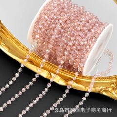 diy链条 粉色人鱼姬4mm粉色ab 发饰水晶流苏古风服饰演出服装材料