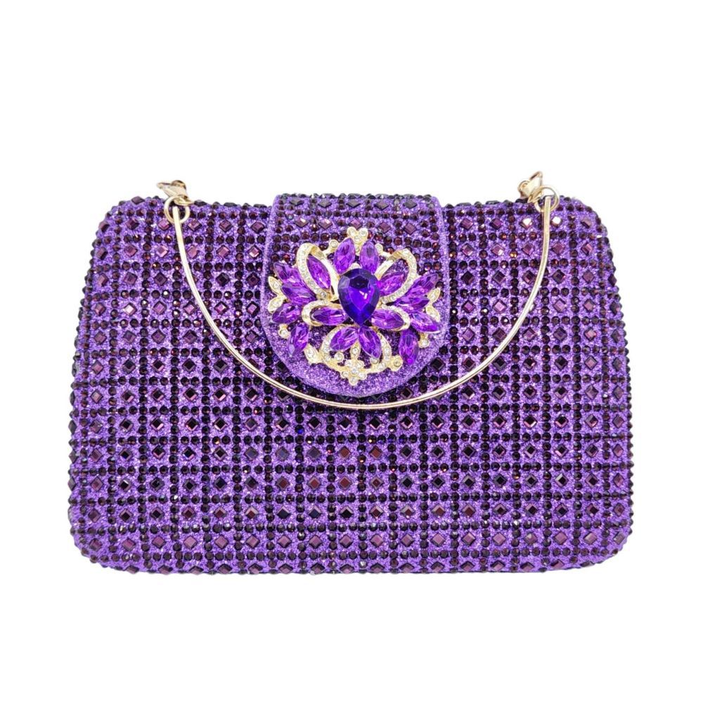 Túi clutch nữ đính đá pha lê dự tiệc sang trọng 19×13.5×4 cm — sâm panh chi tiết 22