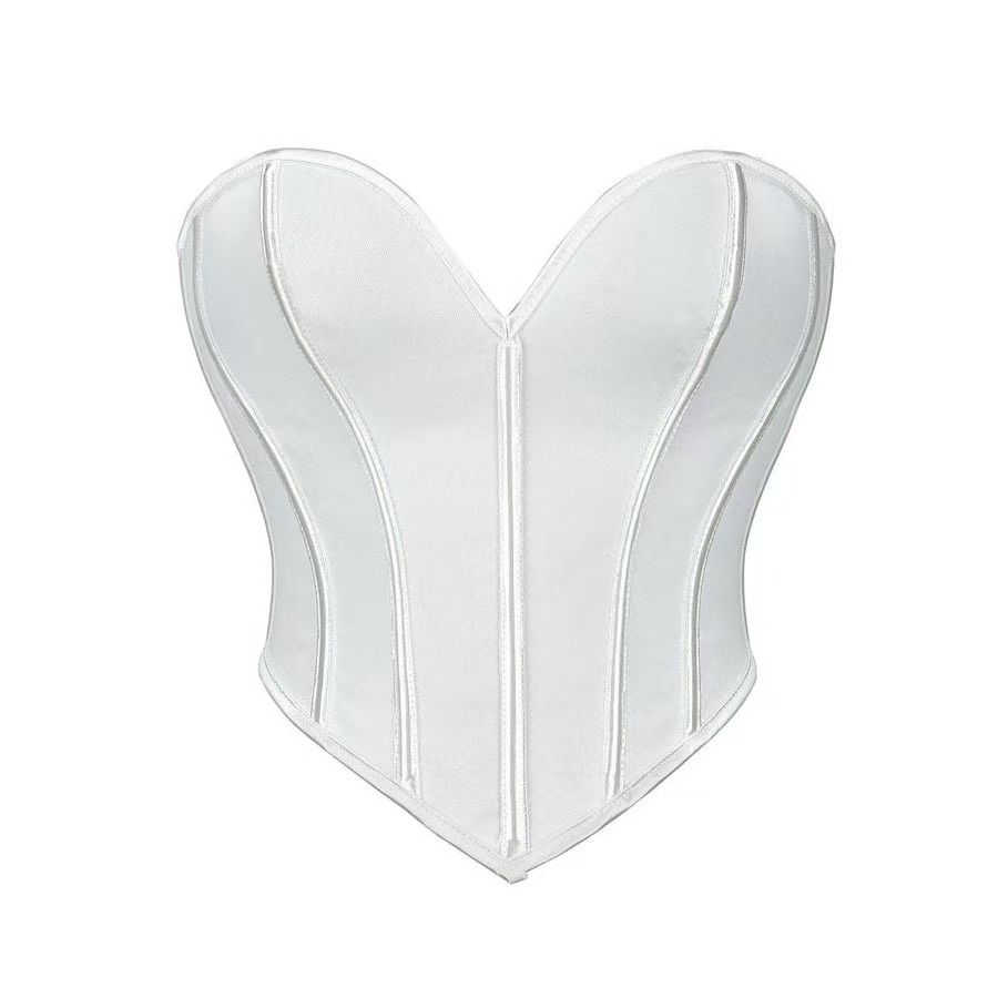 Negro esmaltado estampado de pecho vestido de cuerpo abrazadera ombligo descubierto espalda europea y americana hueso de pescado envuelto pecho chaleco pequeño