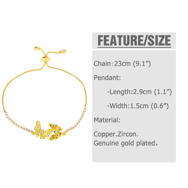 Elephant bracelet European and American fashion personality micro-inlaid color zircon butterfly adju