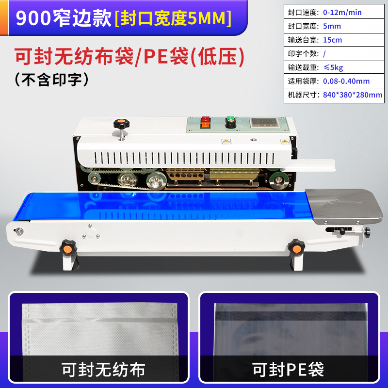 Máquina de sellado continuo automático para bolsas de aluminio comerciales de té, bolsas de papel y plástico, máquina de sellado térmico, fecha de impresión de acero, fecha de impresión de tinta