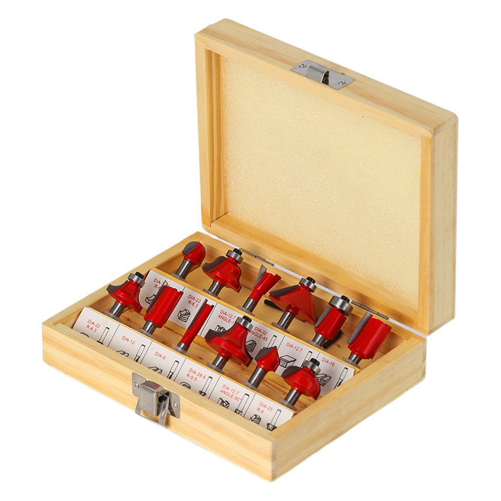 12 piezas 6 mango 1/4 mango 8 mango carpintería fresadora cuchillo de carpintería conjunto de caja de madera cuchillo de recorte cuchillo recto cuchillo de ángulo redondo