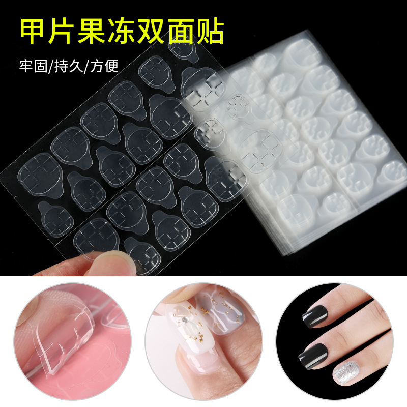 Popular Manicure Jelly Double-Sided Tape, Transparent Traceless Nail Glue, Invisible Wearable Nail Patches, 12 Stickers, 24 Stickers