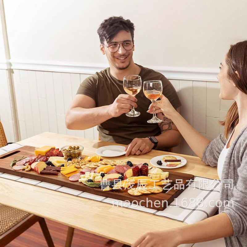 家庭用木製ポータブル折り畳み可能まな板実木両面トレイ熟食ステーキ皿ピクチャースナック皿|undefined