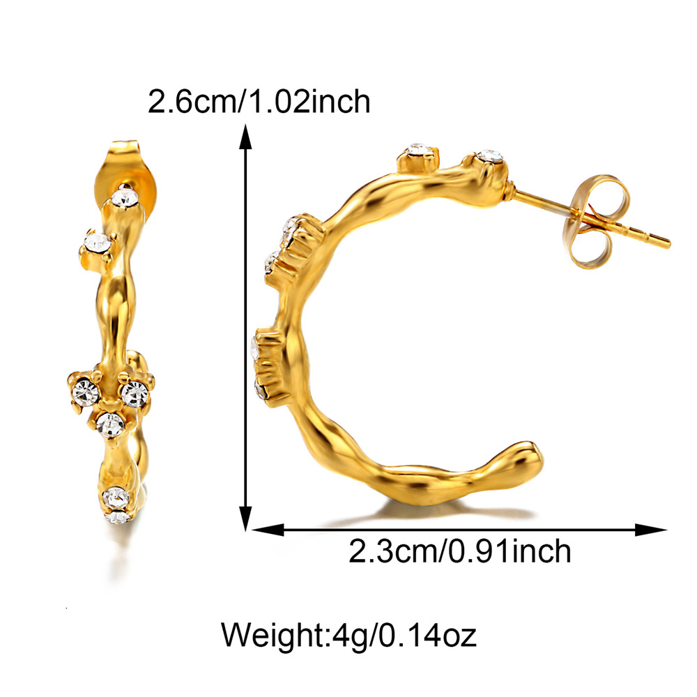 1 Paire Style IG Style Simple Forme C Fleur Abeille Placage Incruster Acier Inoxydable 304 Perle Zircon Des Boucles D'Oreilles Boucles D'Oreilles display picture 9