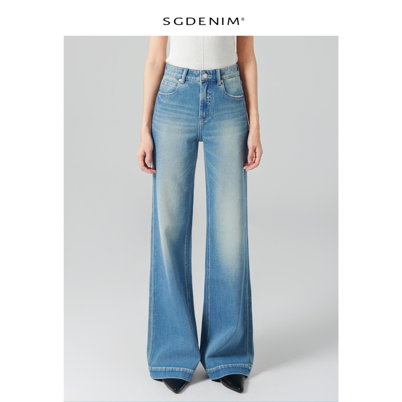 Supermodel Pants/Four-Way Stretch High-Waisted Jeans for Women, Loose Flared Straight-Leg Pants, Light Blue, Size 26, New Spring Collection Supermodel Pants/Four-Way Stretch High-Waisted Jeans for Women, Loose Flared Straight-Leg Pants, Light Blue, Size 26, New Spring Collection