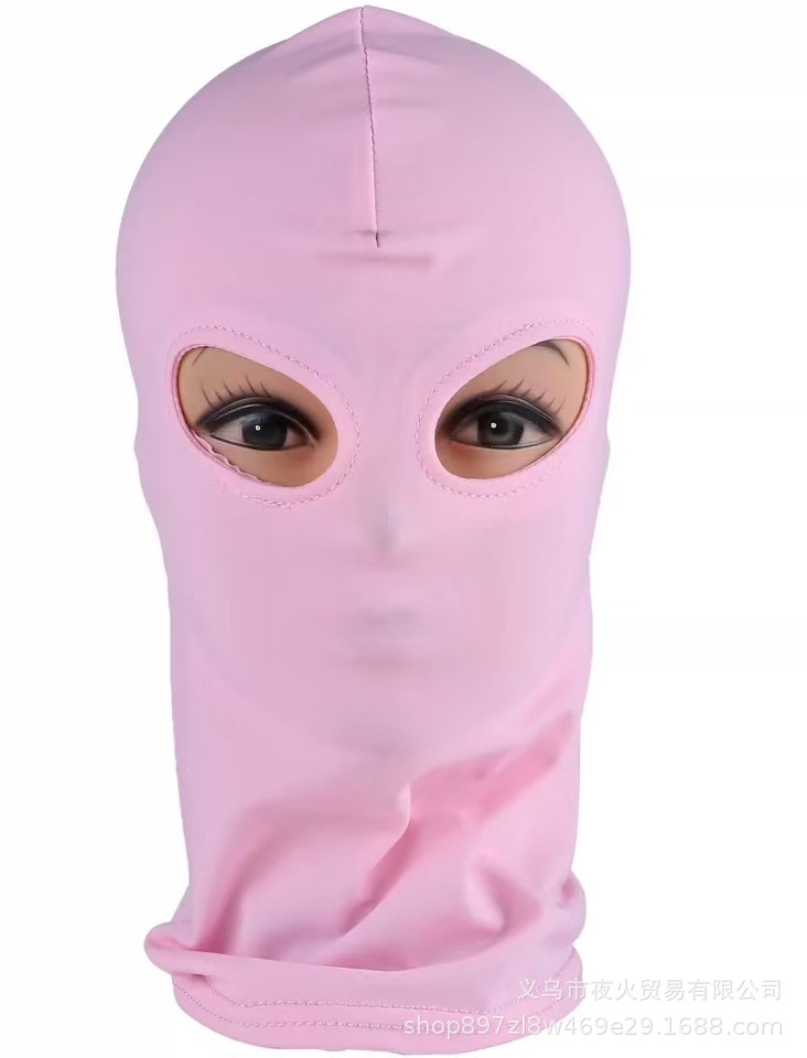 Productos adultos del sexo rojo sombrero negro máscara cubierta completa cara expuesta boca ojo tela de poliéster