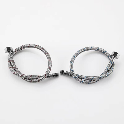 304 stainless steel braided pointed hose kitchen hot and cold basin faucet 4 points water inlet pipe