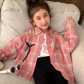 女童衬衫秋款2025新款儿童秋装上衣小衫洋气时髦女孩秋季大童衬衣