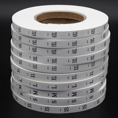 Size label, water wash label, clothing size tag, size marking, collar label, water wash tag, clothing wash label, letter tag