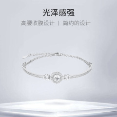S925純銀星点ブレスレット女性小衆軽豪華円形ジルコンブレスレット洗練された女性の手飾り銀飾り卸売り