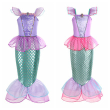 女童小美人鱼爱丽儿公主裙cosplay服装儿童派对表演一件代发