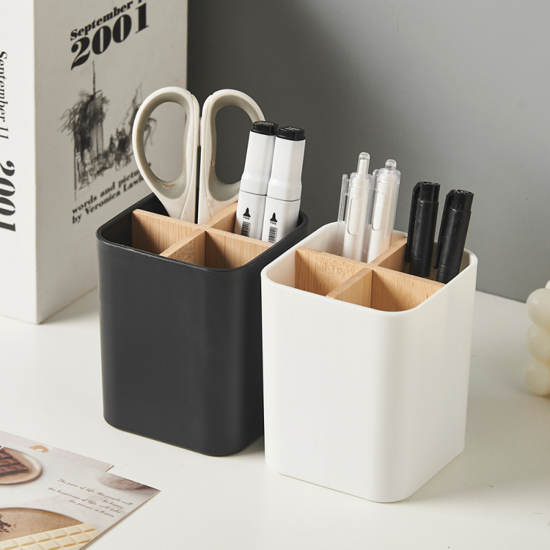 Bamboo and Wood Pen Holder Plastic Stationery Fidelity Rack Desktop Storage Cosmetic Brush Storage Barrel Toothbrush Toothpaste Storage Barrel Bamboo and Wood Pen Holder Plastic Stationery Fidelity Rack Desktop Storage Cosmetic Brush Storage Barrel Toothbrush Toothpaste Storage Barrel