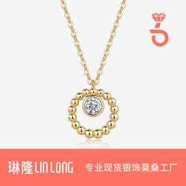 欧美韩系925纯银莫桑石吊坠跨境ins锁骨链轻奢高级感项链饰品定制