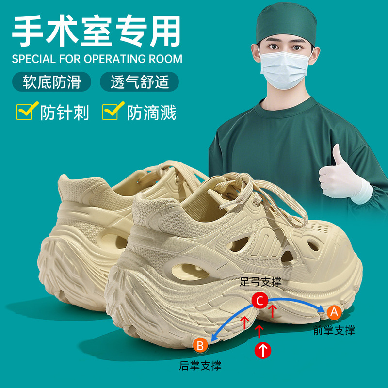Medical Operating Room Slippers for Men, Summer Outer Wear, Clogs, Arch Support, Non-Tiring Feet, Non-Slip Dad Sandals for Women