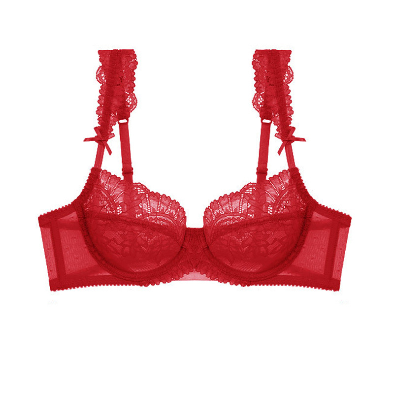 Traje de ropa interior de deseo puro transfronterizo, pecho pequeño, sujetador de encaje sexy cómodo y transpirable, sujetador francés hueco ultrafino