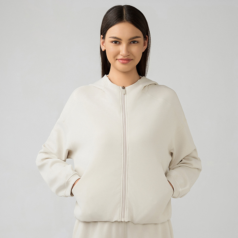 Nuevo deportivo encapuchado con cremallera cardigan suelto camiseta casual mujer versátil perezosa carrera chaqueta de entrenamiento abrigo