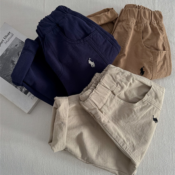 Demi-season children's elastic solid color trousers for boys girl's…