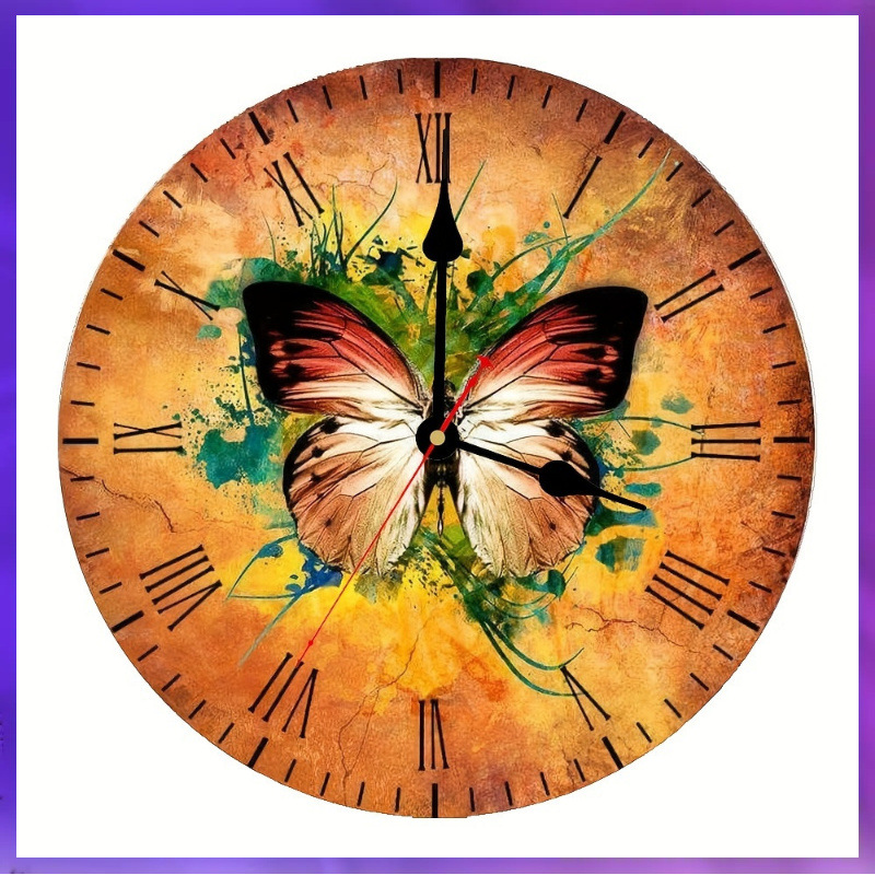 Reloj de pared sin marco con mariposa/animal, reloj simple de tablero de densidad, decoración para sala/comedor, venta directa de fábrica