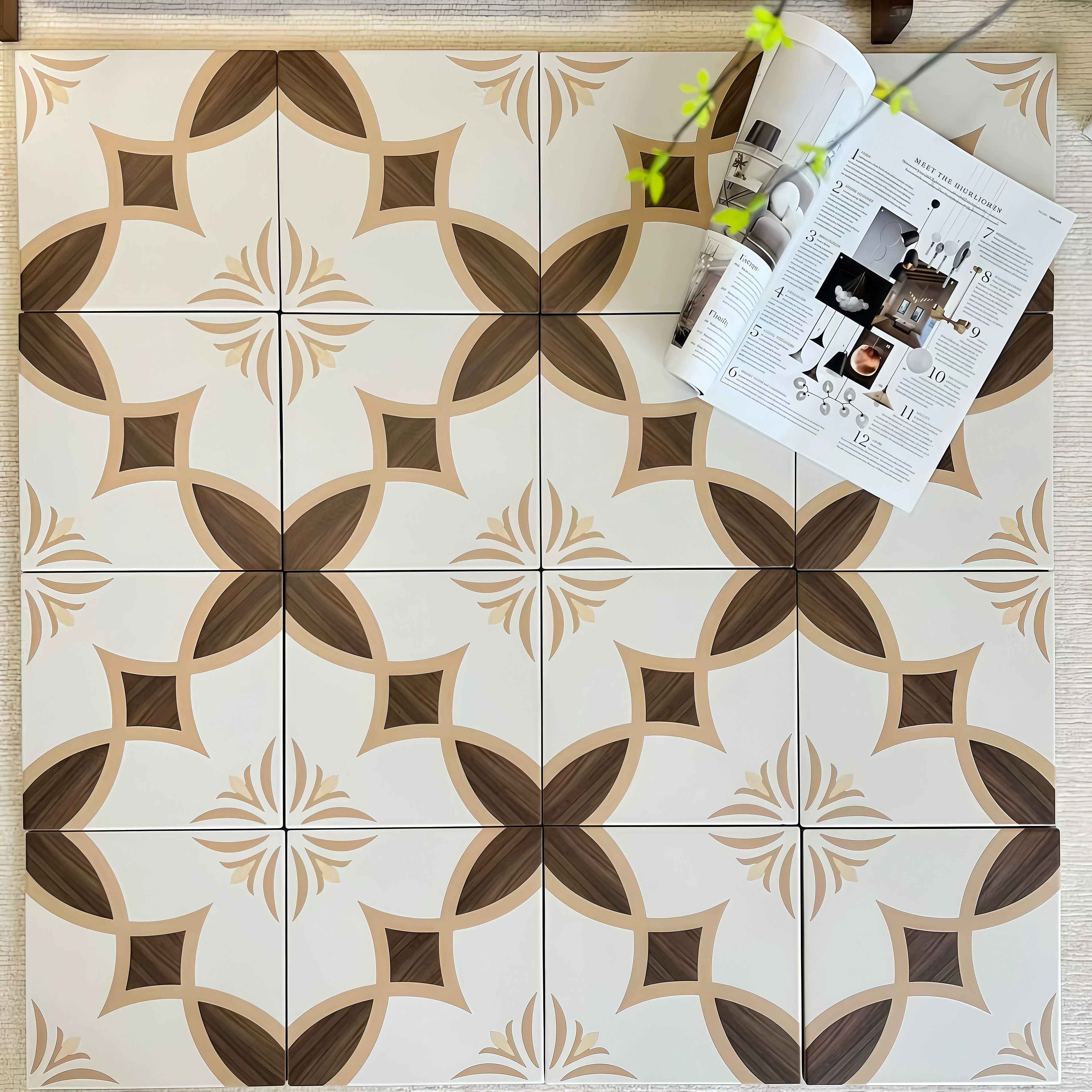 Деревянная текстура, французская ретро-маленькая плитка, цельнокерамическая клетчатая плитка для ванной комнаты, балкона, нескользящая напольная плитка, настенная плитка для кухни, гостиной