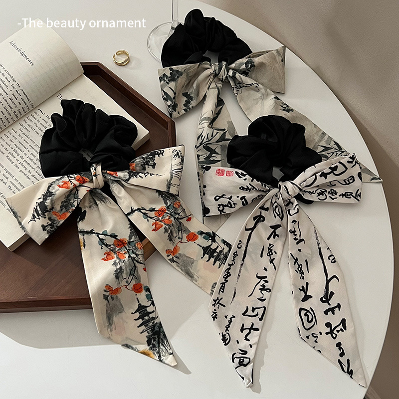 Nuevo estilo chino arco flotante cinturón de cabello de estilo antiguo caligrafía cinturón de cabello de mujer vestido de caballo accesorios de cabello de cuerda