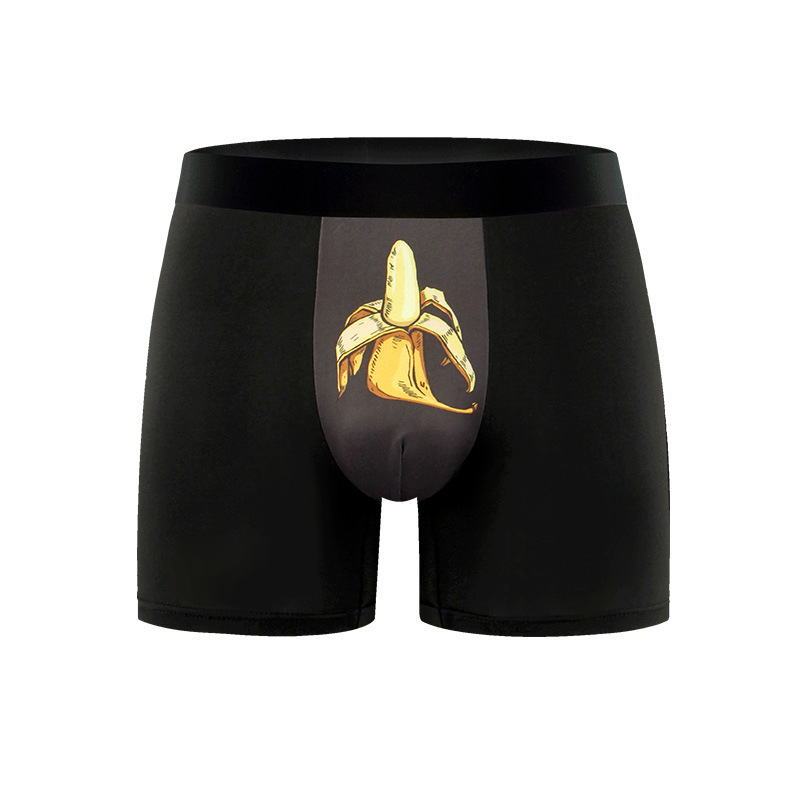 European and American Cross-Border Men's Milk Silk Boxer Briefs with Interesting Printed Patterns, Breathable and Comfortable for Young Men