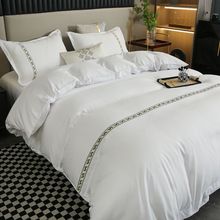 宾馆酒店四件套民宿房专用布草三件套客房加厚床笠纯白色被套批发
