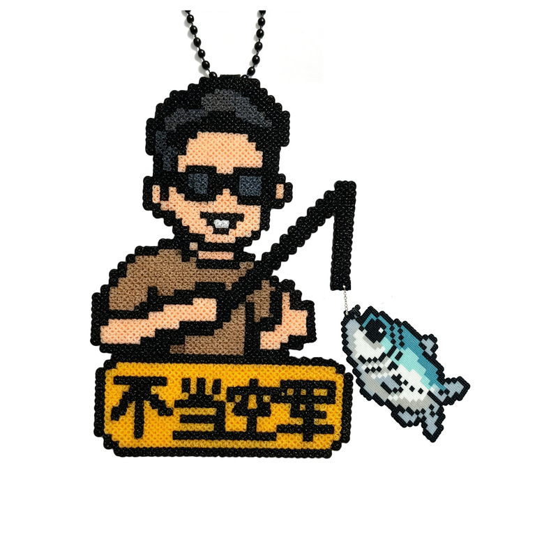 Cute cartoon fishing pixel pendant acrylic keychain bag accessory gift for boyfriend Cute cartoon fishing pixel pendant acrylic keychain bag accessory gift for boyfriend