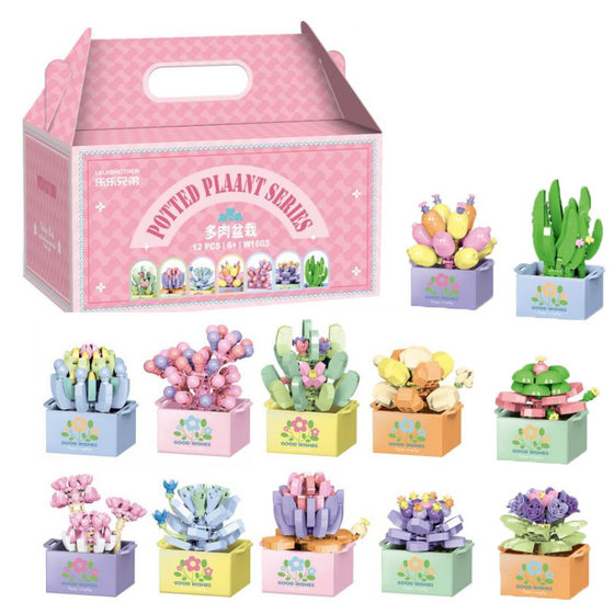 Compatible with Lego Eternal Flower Building Blocks, Succulent Potted Plant Ornaments Series, Children's Assembly Toys, Girls' Building Blocks, Flower Wholesale