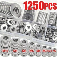 1250PCS盒装 不锈钢平垫圈组合套装 M2-M12防滑平垫圈