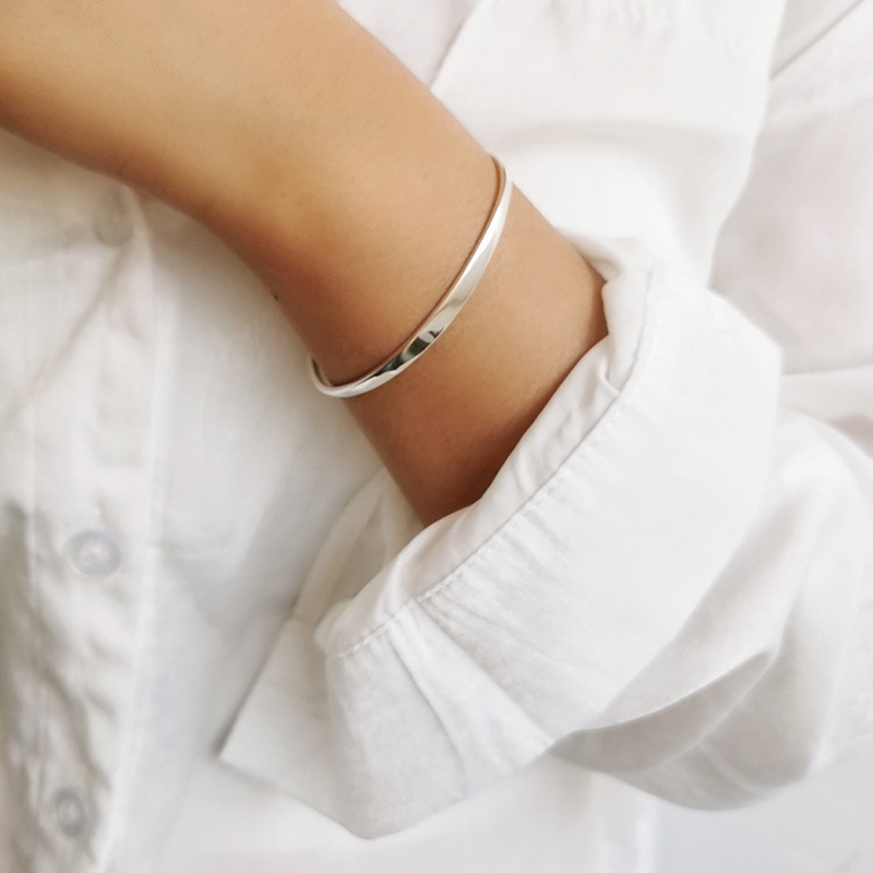 Yamamoto plata simple llanura cuentas de plata pulsera de plata estilo coreano de las mujeres 925 moda de plata irregular pulsera de la superficie ins